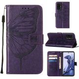 Voor Xiaomi MI 11T 5G / 11T PRO 5G Embossed Butterfly Lederen Telefoonhoesje Met Houder &amp; Card Slot &amp; Portemonnee &amp; Lanyard (Dark Purple)