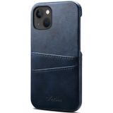 Voor iPhone 14 Plus Suteni Kalf Textuur Kaartsleuven Telefoon Case (Blauw)