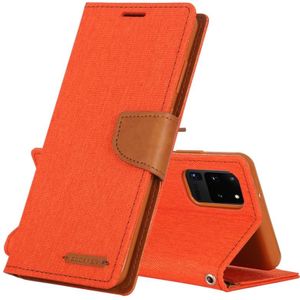 GOOSPERY CANVAS DIARY For Galaxy S20 Ultra Canvas Texture Horizontal Flip PU Leather Case  with Holder &amp; Card Slots &amp; Wallet(Orange)