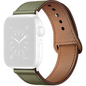 Lederen vervangende horlogeband voor Apple Watch Series 7 41mm / 6 &amp; SE &amp; 5 &amp; 4 40mm / 3 &amp; 2 &amp; 1 38mm (Legergroen naaldpatroon + zilvergesp)