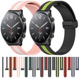 Voor Xiaomi MI Watch S1 22 mm opvouwbare magnetische sluiting siliconen horlogeband (roze + wit)