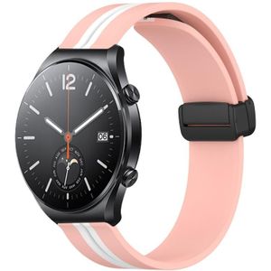 Voor Xiaomi MI Watch S1 22 mm opvouwbare magnetische sluiting siliconen horlogeband (roze + wit)