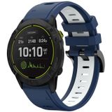 Voor Garmin Enduro 26mm tweekleurige sport siliconen horlogeband (middernachtblauw + wit)