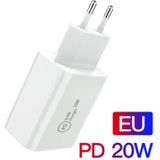 SDC-20W 2 in 1 PD 20W USB-C / Type-C Travel Charger + 3A PD 3.0 USB-C / Type-C naar USB-C / Type-C Fast Charge Data Cable Set  Kabellengte: 2 m  EU-stekker
