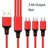2 PCS ZZ034 USB To 8 Pin + USB-C / Type-C + Micro USB 3 In 1 Fast Charging Cable  Style: Mini-Red
