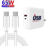 A6 65W QC 3.0 USB + PD USB-C / Type-C Dual Fast Charging Laptop-adapter + 2M USB-C / TYPE-C MET USB-C / TYPE-C Datatabel voor MacBook-serie  US Plug