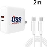 A6 65W QC 3.0 USB + PD USB-C / Type-C Dual Fast Charging Laptop-adapter + 2M USB-C / TYPE-C MET USB-C / TYPE-C Datatabel voor MacBook-serie  US Plug