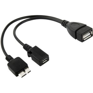 USB af naar micro USB 3.0 + micro USB 2.0 kabel voor samsung galaxy note iii / n9000  lengte: 20cm (zwart)