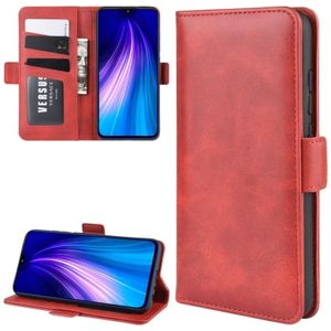 Voor Xiaomi Redmi Note 8 dubbele Buckle Crazy Horse zakelijke mobiele telefoon holster met kaart portemonnee beugel functie (rood)