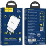 hoco N6 Charmer Dual Ports QC 3.0 USB snellaadlader  EU Plug (Wit)