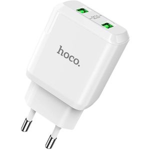 hoco N6 Charmer Dual Ports QC 3.0 USB snellaadlader  EU Plug (Wit)