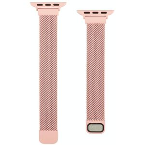 Small Taille Dual Section Milaan Vervanging horlogeband voor Apple Watch Series 6 &amp; SE &amp; 5 &amp; 4 44mm / 3 &amp; 2 &amp; 1 42mm (Pink)