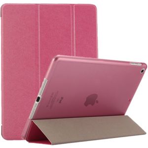 iPad 9.7 inch (2017) &amp; iPad Air horizontaal Zijde structuur PU leren Flip Hoesje met drievouws houder (hard roze)