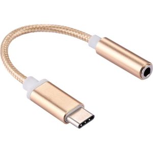 USB-C / Type-C Male naar 3.5mm Female golf structuur Audio Adapter voor Samsung Galaxy S8 &amp; S8 PLUS / LG G6 / Huawei P10 &amp; P10 Plus / Oneplus 5 / Xiaomi Mi6 &amp; Max 2 / en andere Smartphones  Oplaadbare apparaten  Lengte: over 10cm(Goud)