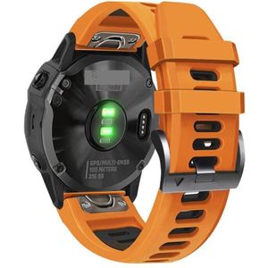 Voor Garmin Fenix 5 Plus 22mm Silicone Sports Two-Color Watch Band (Orange+Black)