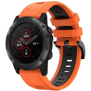 Voor Garmin Fenix 5 Plus 22 mm tweekleurige sport siliconen horlogeband (oranje + zwart)