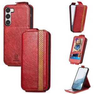 Voor Samsung Galaxy S23 Ultra 5G Splicing Wallet Kaarthouder Verticale Flip Lederen Telefoon Case (Rood)