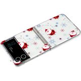Voor Samsung Galaxy Z Flip 4 5G Opvouwbare Kerst Gekleurde Schilderen PC Telefoon Case (Sneeuwvlok Kerstman)