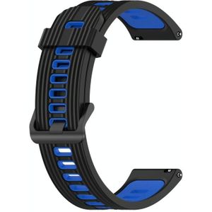 Voor Garmin Venu SQ 20 MM Gestreepte Mixed-Color Silicone Strap (Black + Blue)