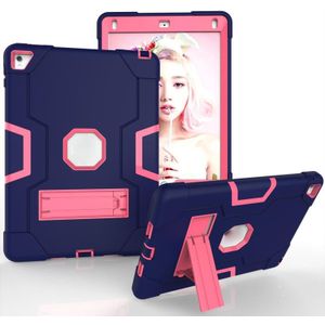 Contrast Kleur Robot Silicone + PC Tablet Case Voor iPad 6/iPad Pro 9.7 2016 (Marineblauw + Rose Rood)