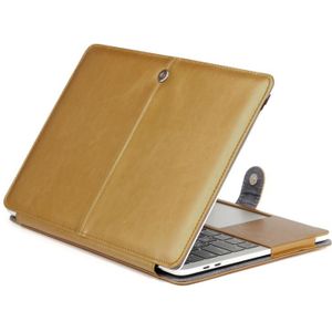 MacBook Pro 15.4 inch A1707 Crazy Horse structuur beschermende PU leren Flip Hoes (goudkleurig)