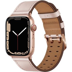 Dubbele gespen lederen horlogeband voor Apple Watch Series 7 41 mm / 6 &amp; SE &amp; 5 &amp; 4 40mm / 3 &amp; 2 &amp; 1 38 mm (roze zand)