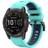Voor Garmin Fenix 7X Solar 26mm tweekleurige sport siliconen horlogeband (mintgroen + blauw)