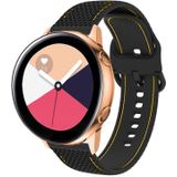 20mm voor Samsung Galaxy Watch Active 2 Two-Color Stitching Silicone Vervanging Strap Horlogeband (Zwart + Gele Lijn)