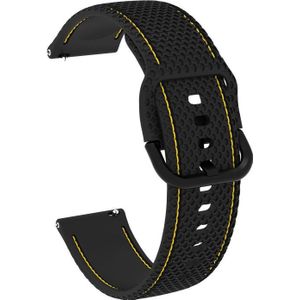 20mm voor Samsung Galaxy Watch Active 2 Two-Color Stitching Silicone Vervanging Strap Horlogeband (Zwart + Gele Lijn)