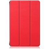 Voor Huawei Geniet van Tablet 2 10 1 inch / Honor Pad 6 10 1 inch Solid Color Horizontale Flip Lederen behuizing met drie vouwen houder &amp; slaap / Wake-up Functie(Rood)