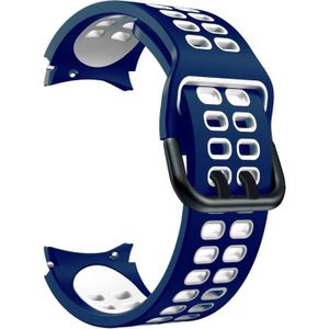 Voor Samsung Galaxy Watch4 40mm / 44mm Double-Row Gat Twee-Color Siliconen Vervanging Strap Horlogeband (Midnight Blue White)
