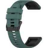 Voor Garmin Fenix 7 22mm tweekleurige siliconen horlogeband (olijfgroen zwart)