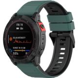 Voor Garmin Fenix 7 22mm tweekleurige siliconen horlogeband (olijfgroen zwart)
