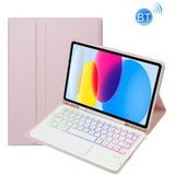 Voor iPad 10th Gen 10.9 2022 A10B-AS Lamsvacht Textuur Backlight Bluetooth Touch Toetsenbord Lederen Tablet Case met Pen Slot (Roze)