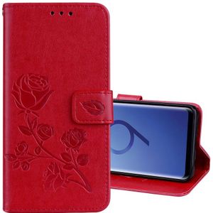 Voor Galaxy S9 Rose reliëf horizontale Flip milieu PU lederen draagtas met houder &amp; kaartsleuven &amp; portemonnee (rood)