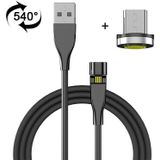 1m USB naar Micro USB 540 graden roterende magnetische oplaadkabel (zwart)