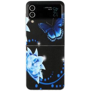 Voor Samsung Galaxy Z Flip 4 5G Opvouwbare Gekleurde Tekening PC Telefoon Case (Blauwe Vlinder Bloem)