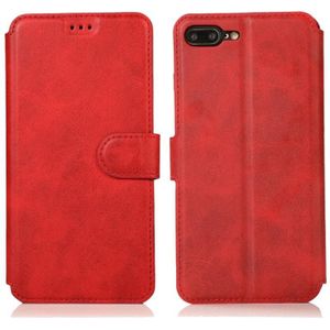 Voor iPhone 7 Plus / 8 Plus Kalf texture magnetische gesp horizontale flip lederen behuizing met houder &amp; kaartslots &amp; portemonnee &amp; fotoframe(rood)