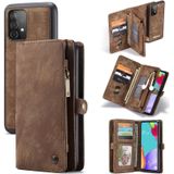 Voor Samsung Galaxy A52 5G CaseMe Afneembare multifunctionele horizontale flip lederen case  met kaart slot &amp; houder &amp; rits portemonnee &amp; foto frame (bruin)