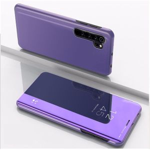 Voor Xiaomi Note 10 plated spiegel horizontale Flip lederen cover met stand mobiele telefoon holster (donker paars)
