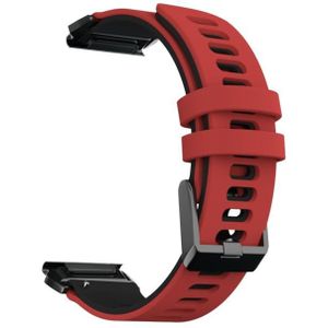 Voor Garmin Fenix 6 tweekleurige siliconen band horlogeband (rood zwart)