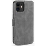 Dg. MING Retro Oil Side Horizontale Flip Case met Holder &amp; Card Slots &amp; Wallet Voor iPhone 12 mini(Grijs)