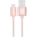 HAWEEL 1m Geweven stijl metaal hoofd 3A hoge huidige Micro USB to synchronisatiegegevens opnieuw USB laad Kabel  Voor Samsung  Huawei  Xiaomi  LG  HTC en andere Smartphones (Rose Goud)