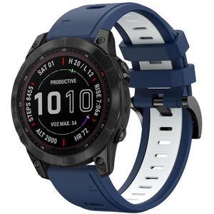 Voor Garmin Fenix 7 Sapphire Solar 22mm tweekleurige sport siliconen horlogeband (middernachtblauw + wit)