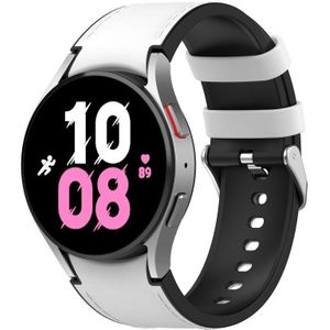 Voor Samsung Galaxy Watch5 44 mm / 40 mm siliconen lederen horlogeband met zilveren gesp  maat: L