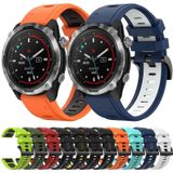 Voor Garmin Descent MK 2 26mm tweekleurige sport siliconen horlogeband (middernachtblauw + wit)