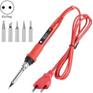 Metaal LCD-temperatuurregulering Soldeerbout en soldeerbout TIP SET ELEKTRISCHE SOLDING IJZER LADING TOOL (220V EU Plug Silver Head Red Red)