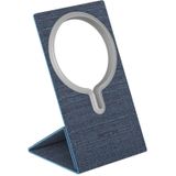 ROCK RPH0969 PU Lederen Carbon Fiber MagSafe magnetische draadloze oplader opvouwbare standaard voor iPhone 12-serie (blauw)