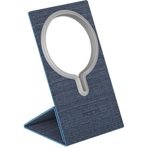 ROCK RPH0969 PU Lederen Carbon Fiber MagSafe magnetische draadloze oplader opvouwbare standaard voor iPhone 12-serie (blauw)