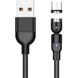 2m 2A Output USB naar Micro USB Nylon Gevlochten Roteren Magnetische Oplaadkabel (Zwart)